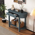 Elegant Retro Console Table With Curved Design And Smooth Glaze For Entryways, Living Rooms And Hallways Navy Navy Solid Wood Mdf