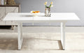 White Color,Square Extendable Dining Table With Metal Leg,Modern Space Saving Kitchen Table For Living Room 70.86