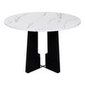 Round Dining Table For 4, 43 Inch Faux Marble Top, Mid Century Modern Round Dining Table For Cafes, Restaurants, Bars, Home Offices And Conference Rooms Black White Black Dining Room American