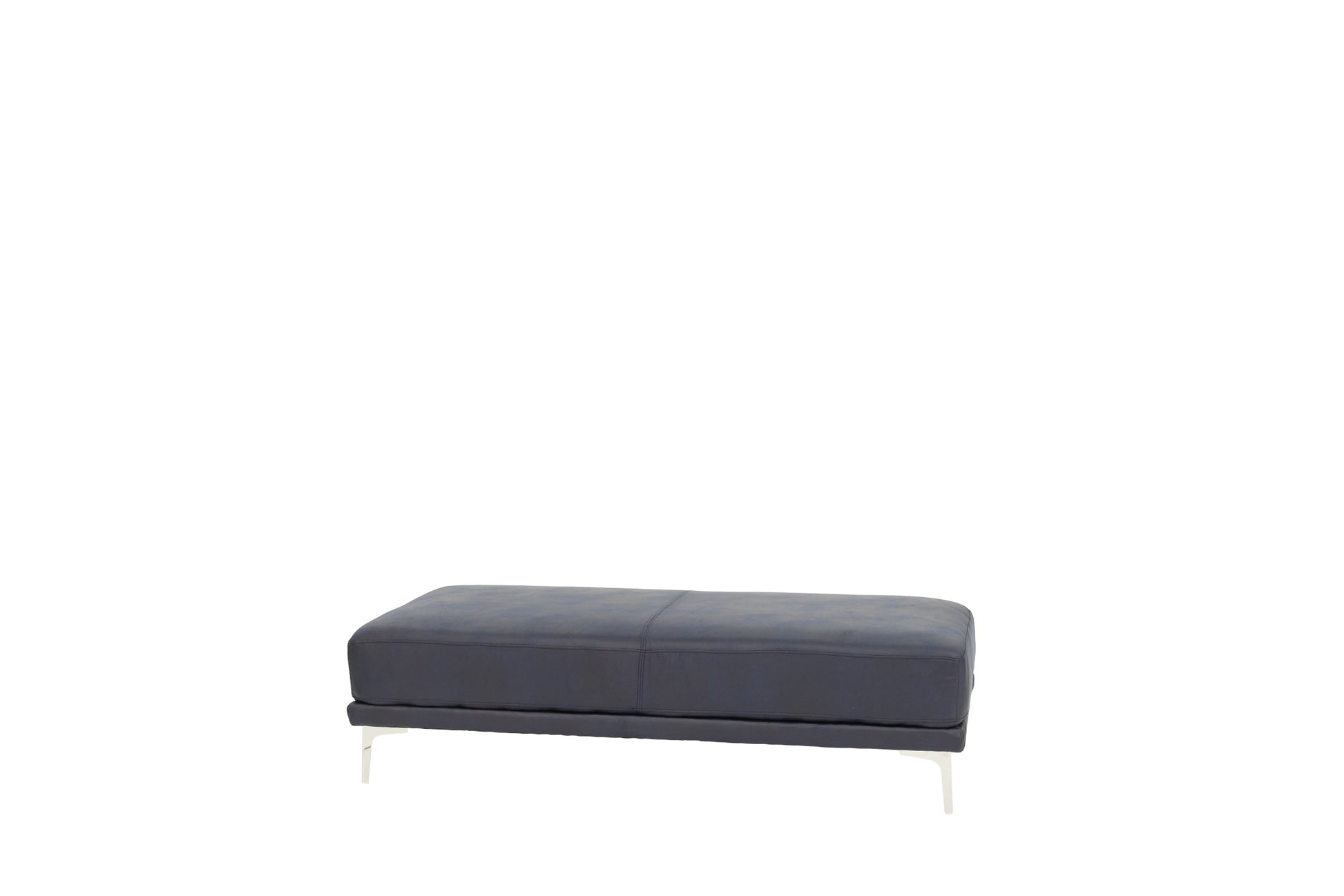 Modern Ink Blue Large Ottoman Metal Legs 1Pc Cocktail Ottoman Living Room Blue Faux Leather Primary Living Space Blue Contemporary,Modern Rectangle Bonded Leather