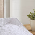 3 Piece Reversible Bedspread Set White King Cal King King White Polyester