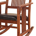 Tobacco Rocking Chair With Slat Back Rubberwood Solid Brown Primary Living Space Rocking Chairs Rubberwood Slat Back Wood