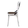 2 Pieces Set Dining Side Chair Rustic Modern Farmhouse Design Retro Design With Metal X Design Antique Dark Oak,Antique White Set Of 2 Solid Wood