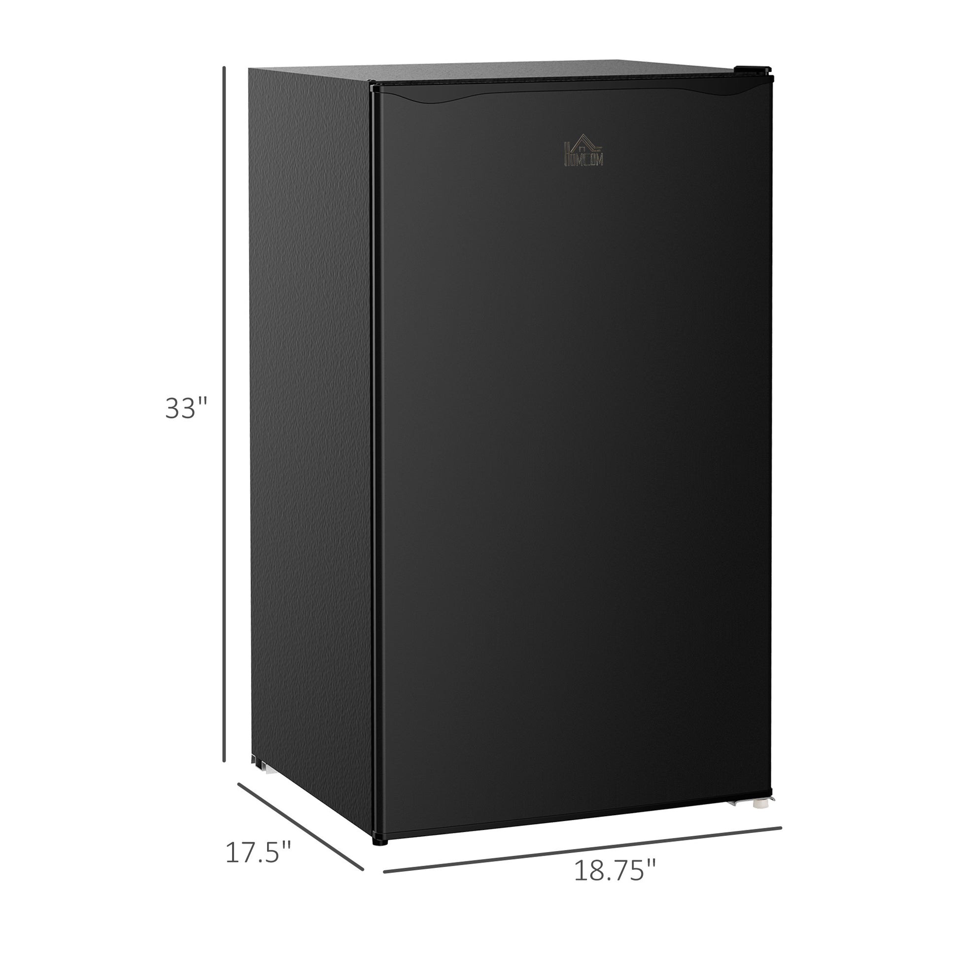 Homcom 3.2 Cu.Ft Mini Fridge With Freezer, Single Door Compact Refrigerator With Adjustable Thermostat, Shelf And Reversible Door For Bedroom, Dorm, Home Office, Energy Efficient, Black Black Steel