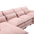 United We Win Modern Large Chenille Fabric U Shape Sectional Sofa Pink Chenille