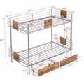 Twin Xl Over Twin Xl Metal Bunk Bed With Mdf Board Guardrail And Two Storage Drawers,Silver Twin Xl Silver Metal