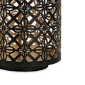 Set Of 3 Rounded Iron Candle Holder Lanterns, Matte Black Gold Latticework Black Gold Iron