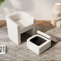 Accent Chair White Sofa Chair One Set, Modern Living Room Side Chair, Single Sofa Chair, Footstool With Storage, Suitable For Bedroom Office Reading Space, Study Cream White Cream White Foam Velvet
