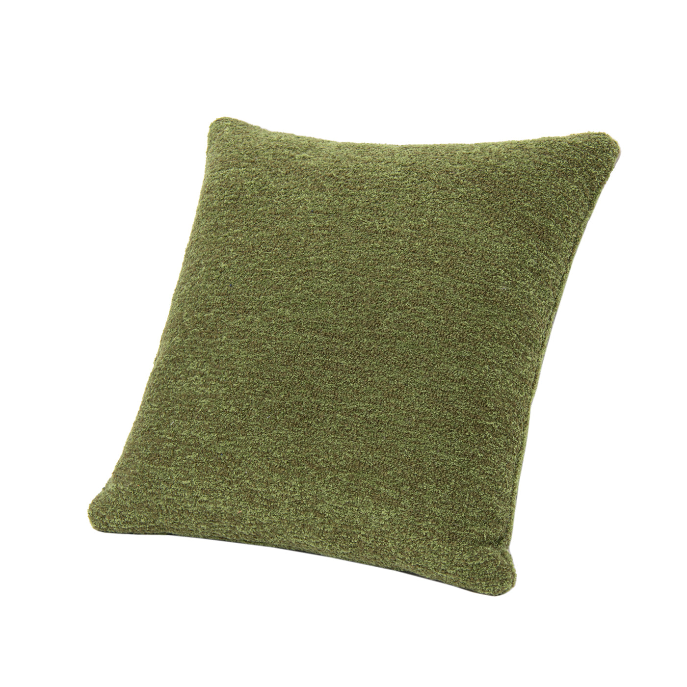 Astrid 20" Square Accent Throw Pillow Cover With Feather Insert, Moss Green Boucle Green Polyester Boucle