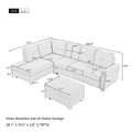 Orisfur. Reversible Sectional Sofa Space Saving With Storage Ottoman Rivet Ornament L Shape Couch For Large Space Dorm Apartment Light Grey Foam Linen 5 Seat