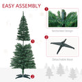 Homcom 5' Tall Pre Lit Slim Noble Fir Artificial Christmas Tree With Realistic Branches, 110 Warm White Led Lights And 294 Tips, Green Green Plastic