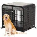 Heavy Duty Dog Crate Furniture Wooden Table Pet Dog Cage Kennel House Indoor Side End Table Decor With Removable Trays And Lockable Wheels For Medium And Large Dogs 40