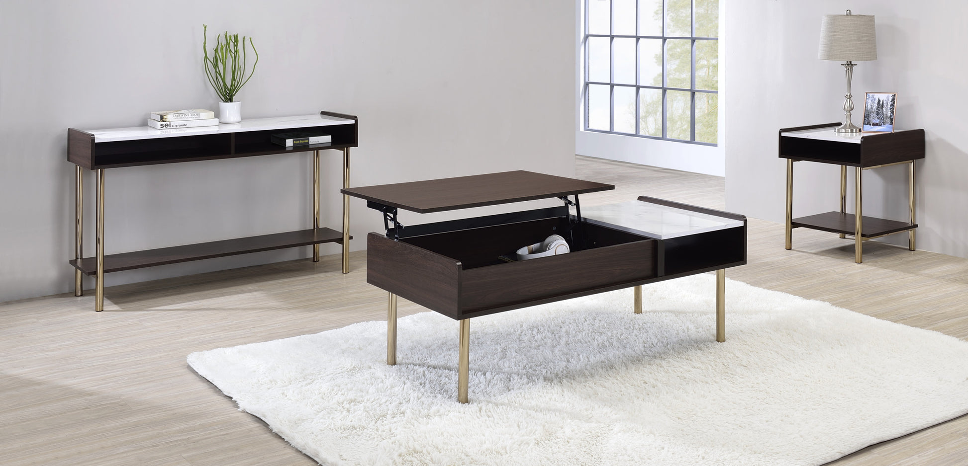 Carrie End Table Brown Brown Wood
