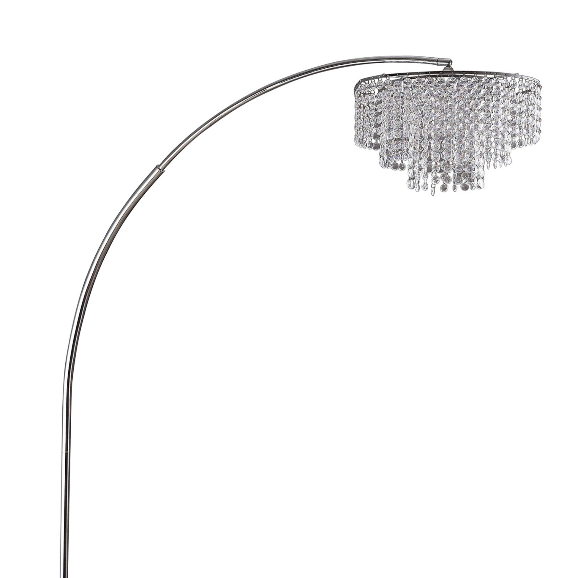 86" Tall "Clos Glam" 2 Tiered Arch Floor Lamp On Marble, Silver With Accents Multicolor Metal