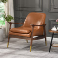 Amber Faux Leather Modern Lounge Chair Brown Pu Leather,Solid Wood