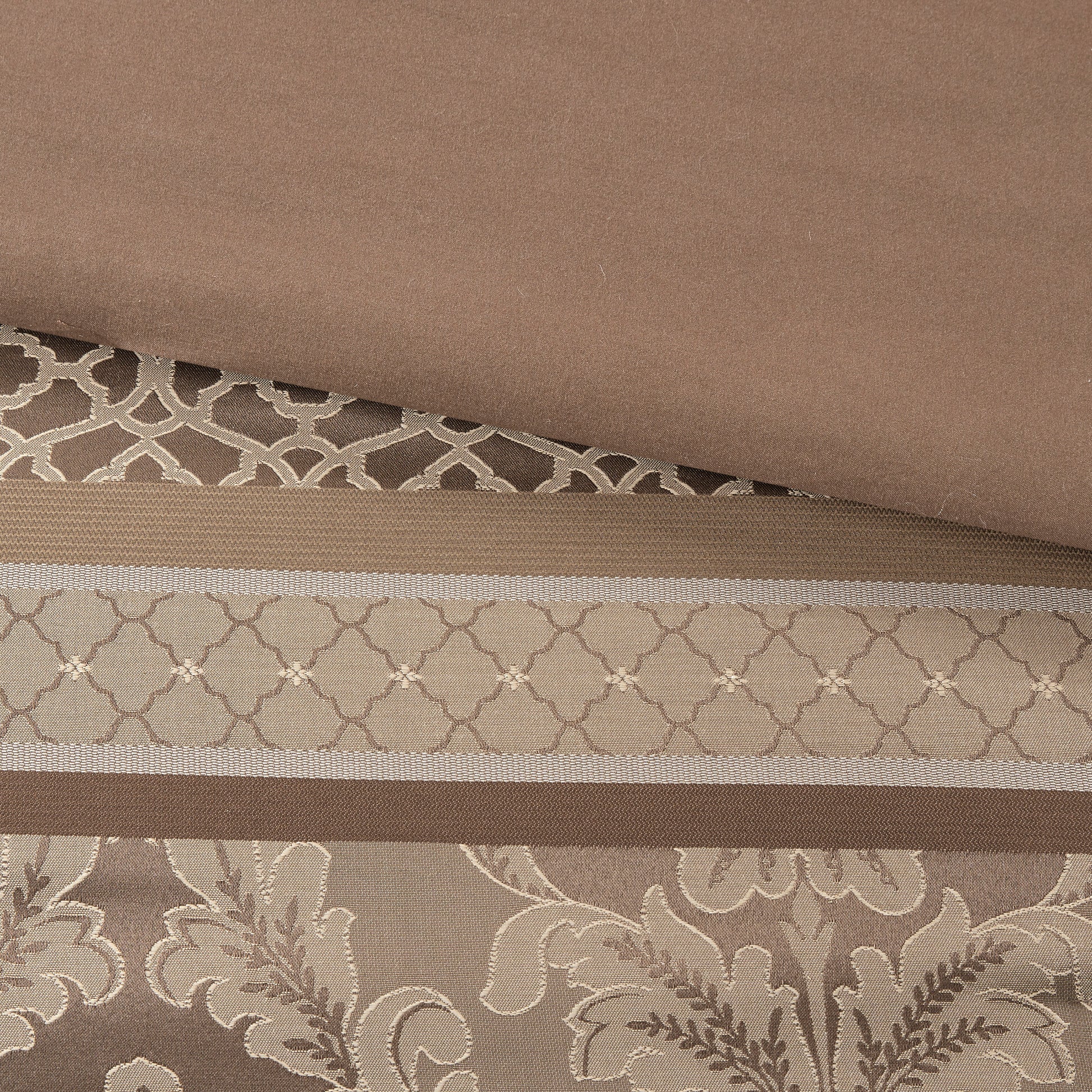 7 Piece Jacquard Comforter Set Brown Gold Cal King California King Brown Gold Polyester