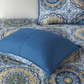 6 Piece Reversible Quilt Set With Throw Pillows Blue Full Queen Blue Cotton