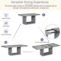 Contemporary 6 Piece 78Inch Extendable Pedestal Dining Table Set With 18Inch Removable Leaf And Dining Bench, 4 Upholstered Dining Chairs, Gray Gray Wood Dining Room Solid Wood Rubberwood Rectangular Dining Table With Chair And Bench Upholstered Chair