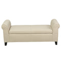 Hayes Armed Storage Bench Beige Fabric