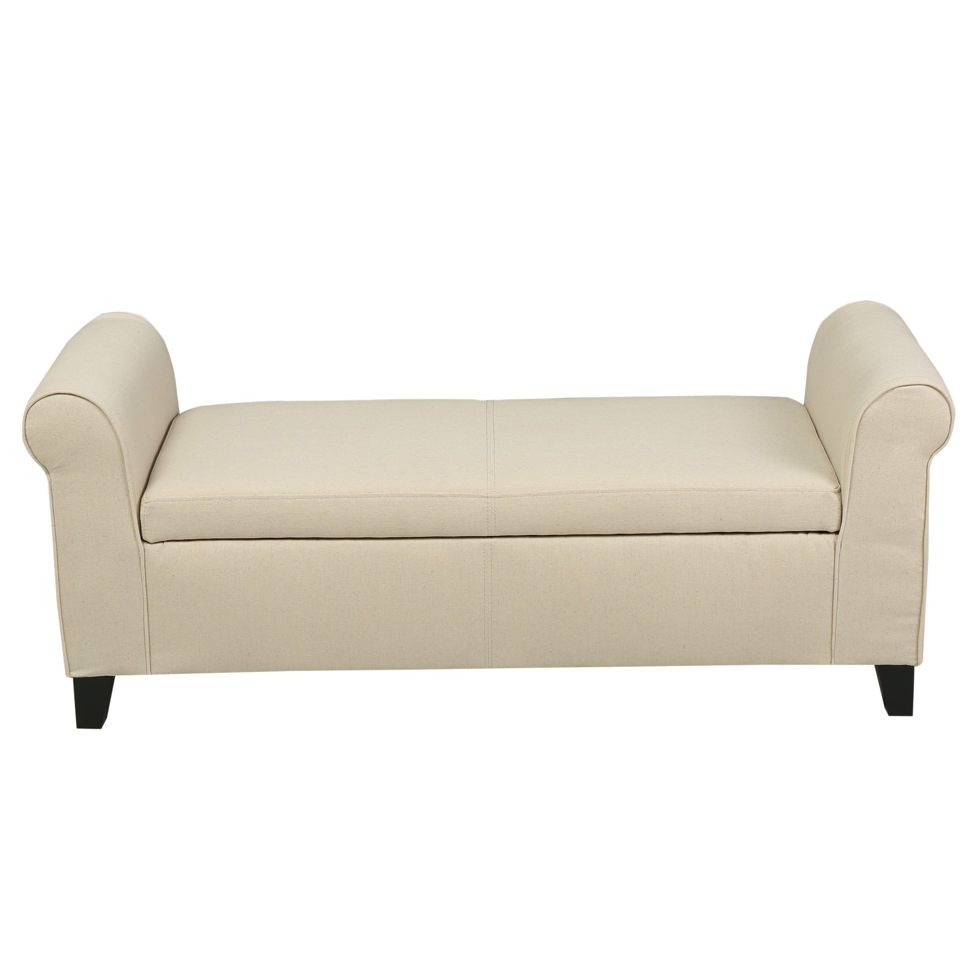 Hayes Armed Storage Bench Beige Fabric