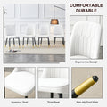 Table And Chair Set.The Table Has A Glass Top With Imitation Marble Pattern Stickers And Stainless Steel Golden Legs. Paried With Chairs With Pu Artificial Leather Backrest Cushions And Black Legs. White Gold Seats 8 Glass Metal
