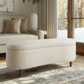 Boucle Flip Top Storage Bench Cream See Below Cream Wood