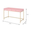 Pink High Gloss And Gold 2 Drawer Writing Desk Pink Writting Desk Office Rectangular Drawers Wood Metal