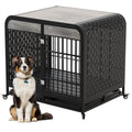 Heavy Duty Dog Crate Furniture Wooden Table Pet Dog Cage Kennel House Indoor Side End Table Decor With Removable Trays And Lockable Wheels For Medium And Large Dogs 40