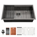 Gunmetal Black Workstation Kitchen Sink 30