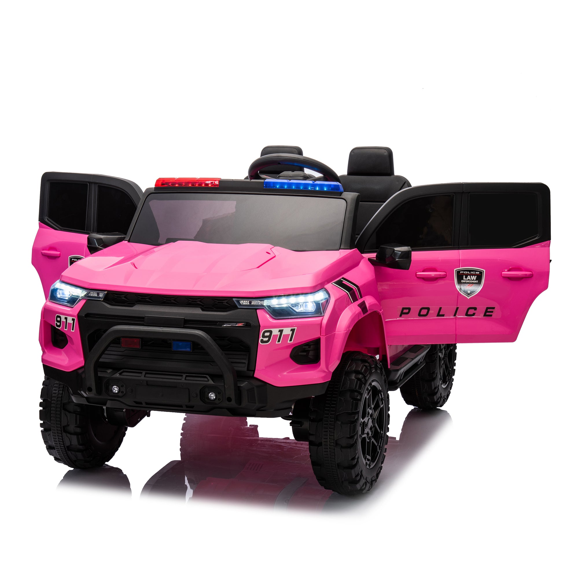 24V Two Seater Kids Ride On Electric Pickup,Kids Ride On Toy W Parents Remote Control,4Wd 800W Motors,Two Safety Belts,High Gate Safety Design,Top Warning Light, Speed 2.49 3.73Mph For Kids Aged 3 . Rose Red 50 99 Lbs Polypropylene