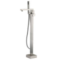 Freestanding Bathtub Faucet With Hand Shower Brushed Nickel Metal