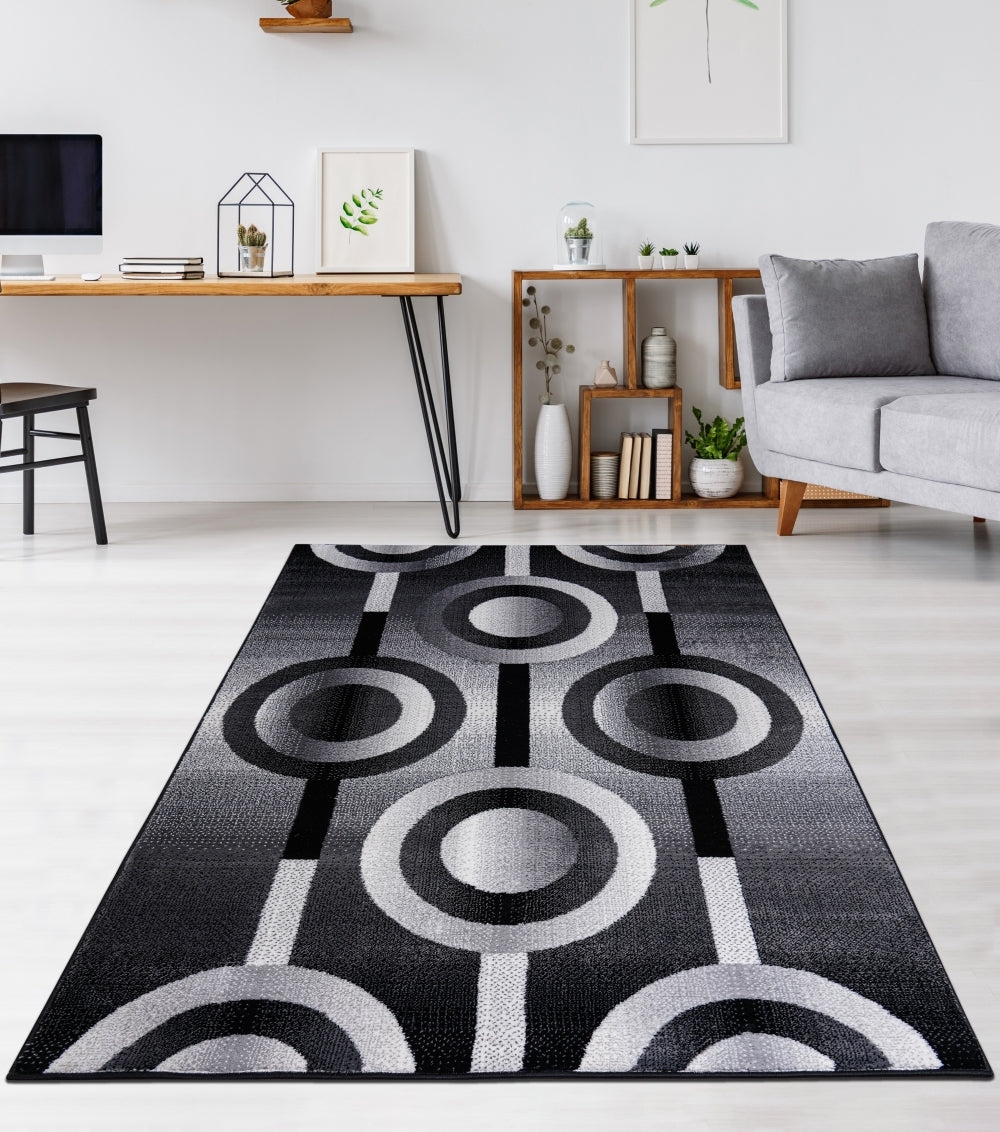 Jersey Area Rugs, Carpets For Livingroom, 7X10 Area Rugs ,3987 Black Grey Rectangle 8&10 Black Grey Contemporary Abstract Polypropylene