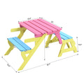 Kid'S Multi Functional Arm Chair,Table 2 Benches All In One Blue Pink Wood