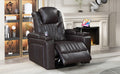 Pu Leather Power Recliner Home Theater Recliner With Power Adjustable Headrest, Wireless Charging Device, Usb Port, Storage Arms, Cup Holder And Swivel Tray Table For Living Room, Brown Brown Foam Pu Leather