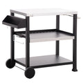 Outsunny Three Shelf Outdoor Grill Cart With Stainless Steel Tabletop, Side Handle, 32