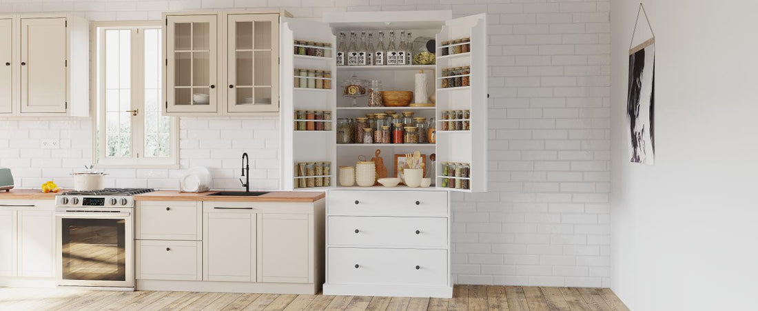 Assembly 77Inch Farmhouse Kitchen Pantry, Freestanding Tall Cupboard Storage Cabinet With 3 Adjustable Shelves, 8 Door Shelves, 3 Drawers For Kitchen, Dining Room, White White Kitchen Farmhouse