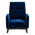 Demetrius Solid Wood Rocking Chair Blue Fabric