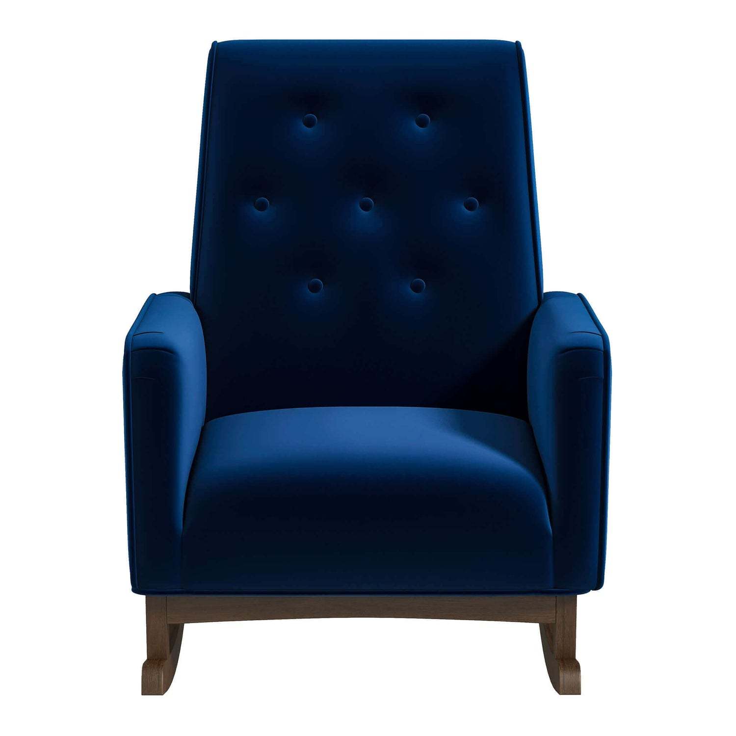 Demetrius Solid Wood Rocking Chair Blue Fabric