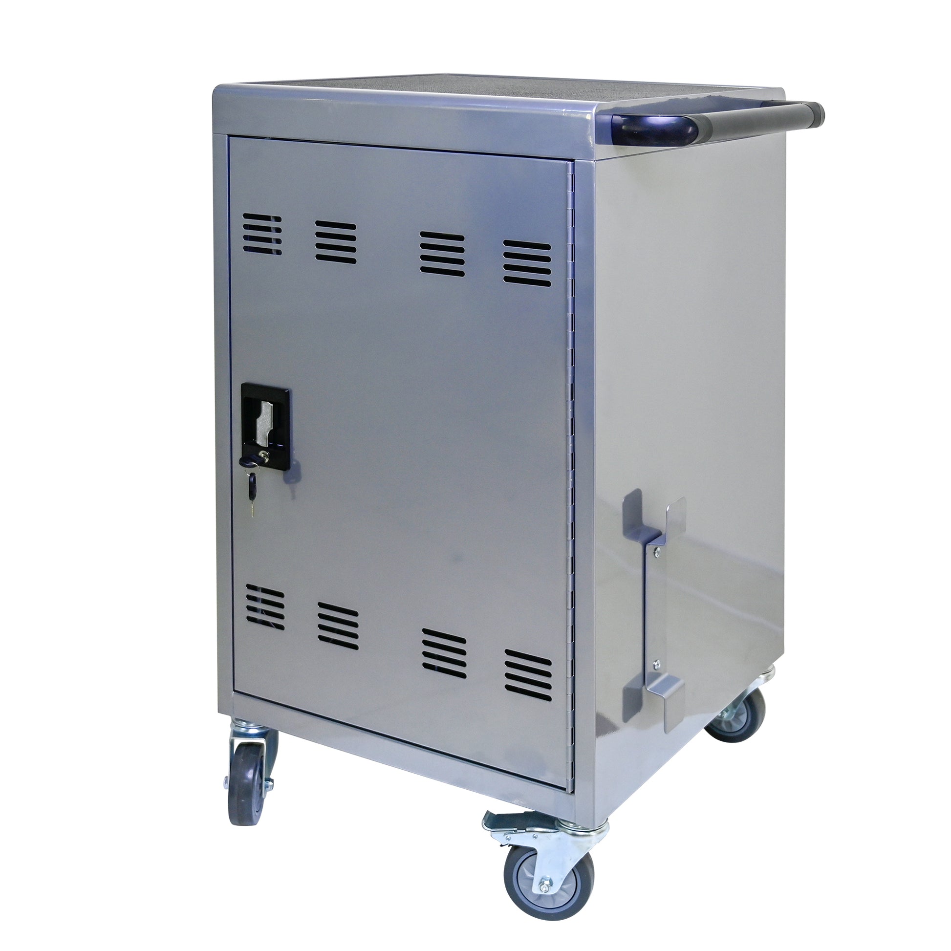 Mobile Charging Cart And Cabinet For Tablets Laptops 35 Device B30Plus Silver Silver Steel Metal