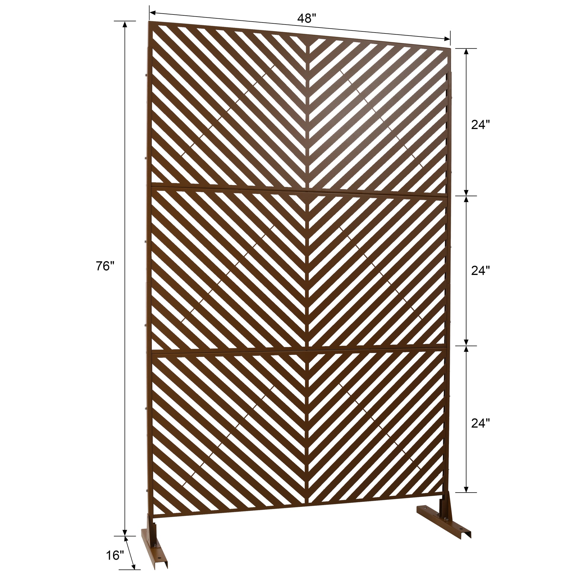 Outdoor & Indoor Privacy Screen Metal Privacy Screen 76" H 48" W, Freestanding Decorative Privacy Screen For Deck Balcony Patio, Privacy Fence Panels For Outside Lawn Garden Ps113 Brown Brown Steel