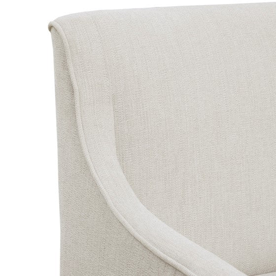 Skirted Dining Arm Chair With Casters Cream Wood