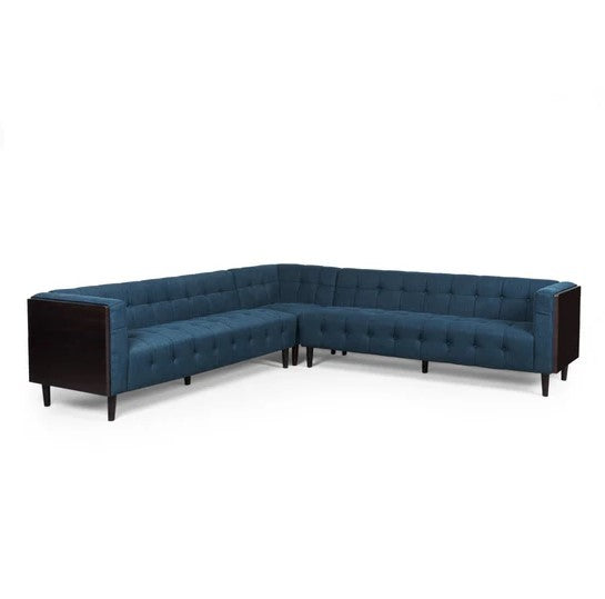 Sofa Navy Blue Fabric 6 Seat