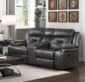 2Pc Reclining Sofa Set Modern Design Living Room Furniture Sofa And Loveseat With Center Console Dark Grayfaux Leather Upholstery Contemporary Home Dark Gray,Light Gray Faux Leather Wood Primary Living Space Contemporary,Modern,Ultra Modern Pillow Top