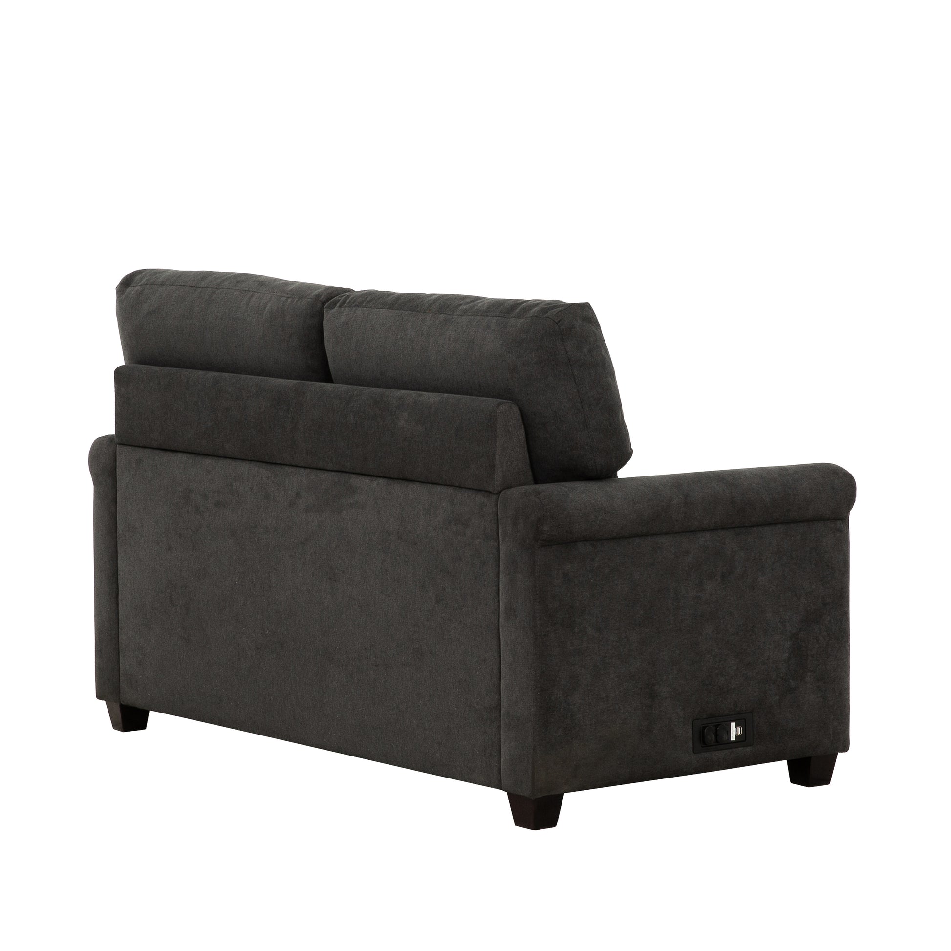 Convertible Twin Sleeper Sofa With Usb Ports, Modern Upholstered Sofa Bed, Living Room 2 Seater Sofa Loveseat, Dark Gray Dark Gray Polyester Wood Primary Living Space Medium Firm Cushion Back Heavy Duty Modern Rolled Arms Plywood Metal 2 Seat