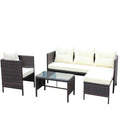 Outdoor Patio Furniture Sets 4 Piece Conversation Set Wicker Ratten Sectional Sofa With Seat Cushions Beige Cushion Brown Pe Rattan Iron