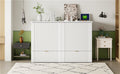Full Size Murphy Bed With Drawer And A Set Of Sockets & Usb Ports, Pulley Structure Design, White Full White Plywood