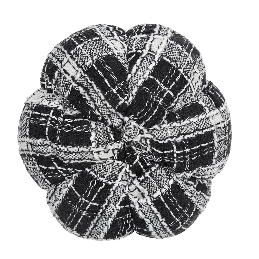 7X7X7" Fabric Light Black White Plaid Pumpkin, For Holiday Halloween Decor Black,White Polyester