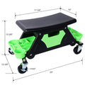 Mechanic Stool 300 Lbs Capacity Garage Stool Gift For Men, Heavy Duty Rolling Mechanics Seat, With Three Slide Out Tool Trays And Drawer, Tools For Automotive Auto Repair Green Hdpe