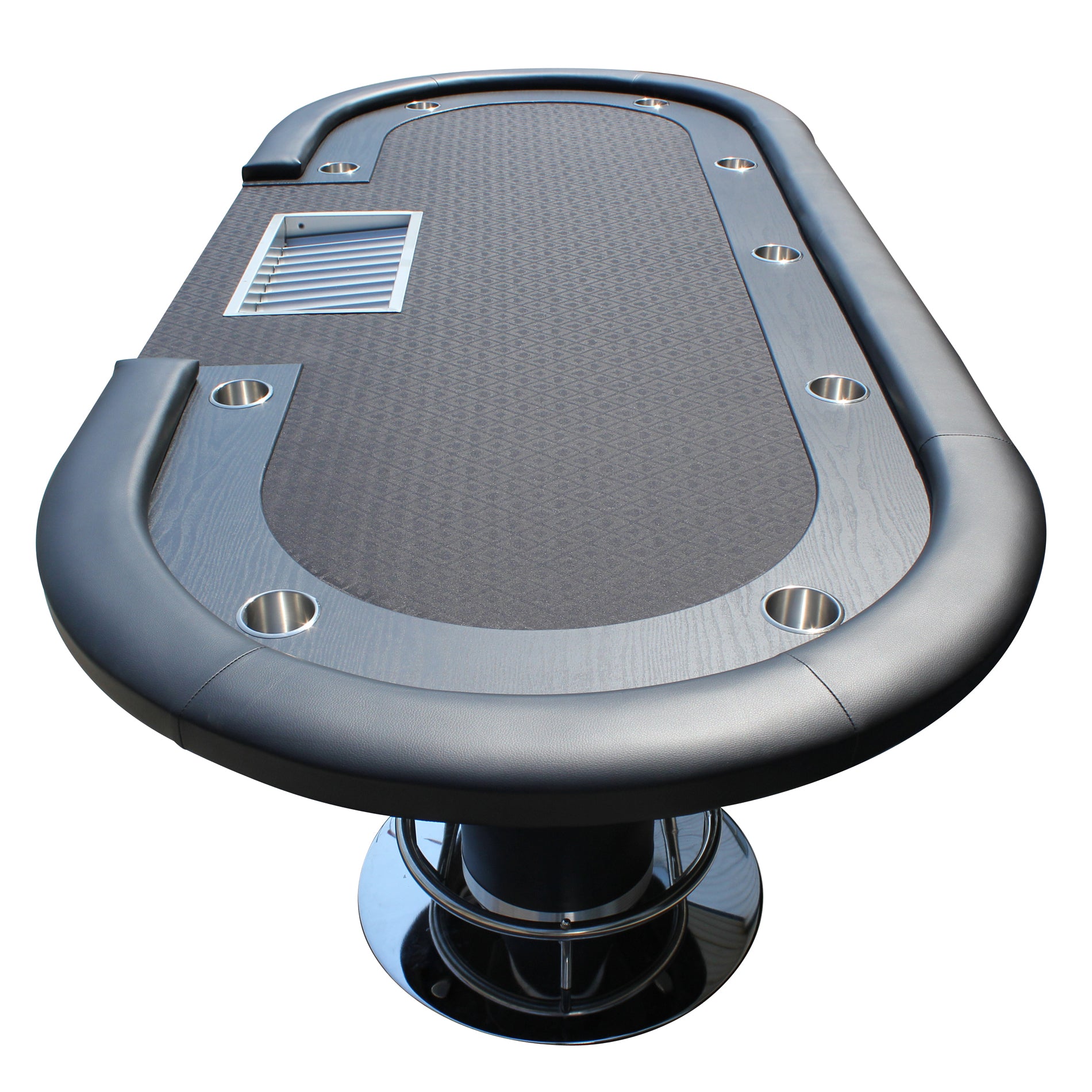 96" Poker Table For Casino Game Texas Holdem Oval Black Waterproof Felt With Racetrack Black Primary Living Space Modern Wood