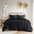 Clip Jacquard Comforter Set King Cal King King Black Polyester